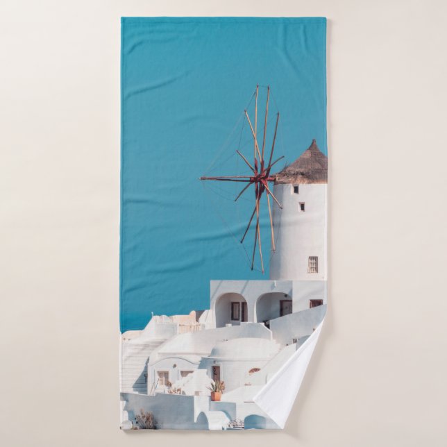Molino de viento marrón y blanco (Toalla de baño)
