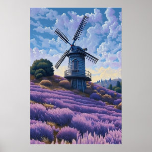 Molino de viento Paisaje púrpura arteImprimir arte