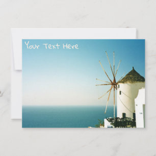 Molino de viento Santorini personalizable, tarjeta
