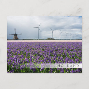 Molino de viento tradicional y moderno, tarjeta de