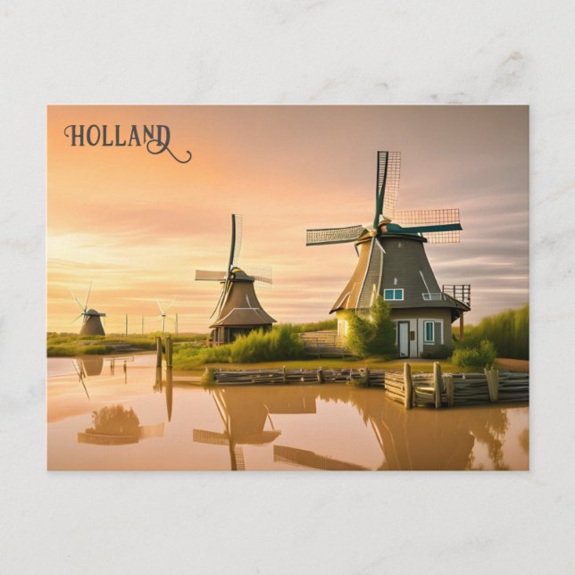 Molinos de viento Holanda Países Bajos Tarjeta pos (Anverso)