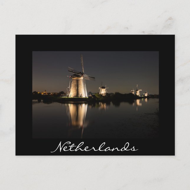 Molinos de viento iluminados por la noche postal n (Anverso)