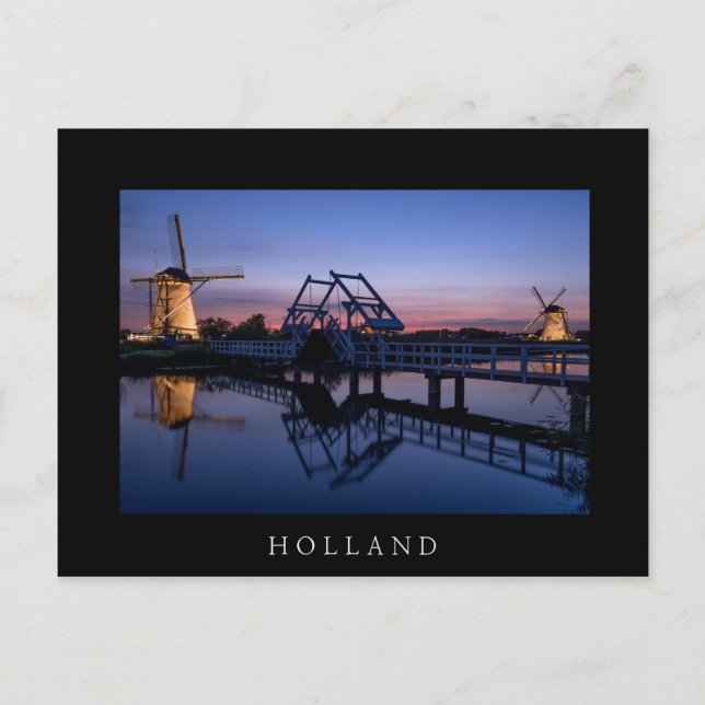 Molinos de viento y puente levadizo en la postal n (Anverso)