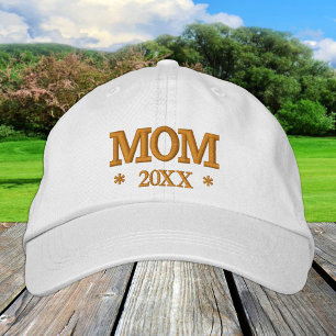 MOM 20XX gorra de béisbol bordada oro / blanco