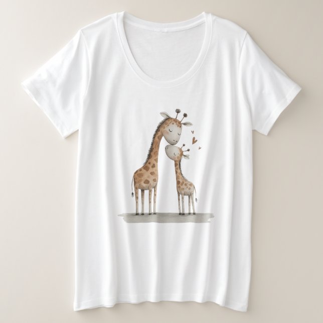 Mom & Baby Giraffe Cute Illustration (Anverso del diseño)