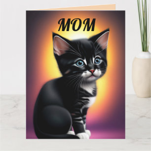 MOM BIRTHDAY KITTY CAT ART tarjeta de saludo