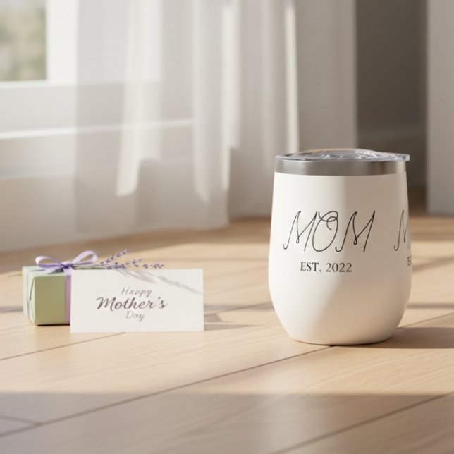 Mom Established New Mom Gift Thermal Wine Tumbler (Subido por el creador)