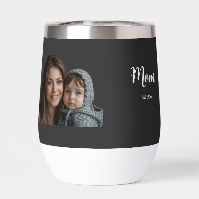 Mom Established Year Black Modern Script  (Trasero)