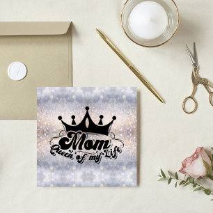 MOM Reina de mi vida moderna tarjeta plana Purpuri