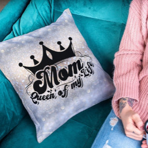 MOM Reina de mi vida Purpurina Cojín decorativo