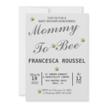 MOM TO BEE CUTE GRIS INVITACIÓN DE BABY SHOWER