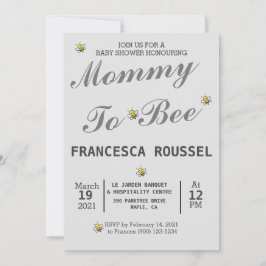 MOM TO BEE CUTE GRIS INVITACIÓN DE BABY SHOWER