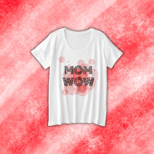 MOM WOW negro sobre rojo