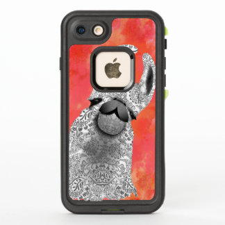Moma Llama con acuarela de coral de llamada blanca