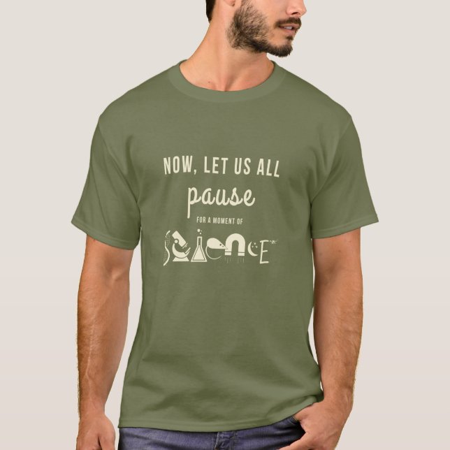 Momento de camiseta del verde caqui de la ciencia (Anverso)