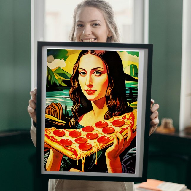 Momento de pizza de Mona Lisa - Poster brillante (Subido por el creador)
