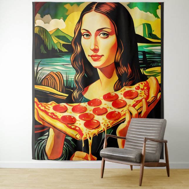 Momento de pizza de Mona Lisa Tapiz Extra Grande (In situ)