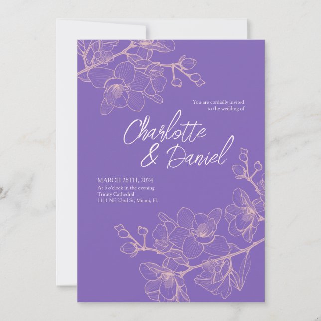 Momentos de Orquídea Lavender | Invitación a la bo (Anverso)