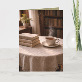 Momentos Tranquilos: Tarjeta de Arte de Té y Libro