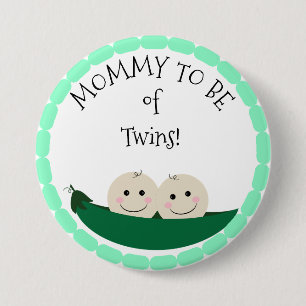 Mommy to be of Twins in Peapod botón Baby Shower