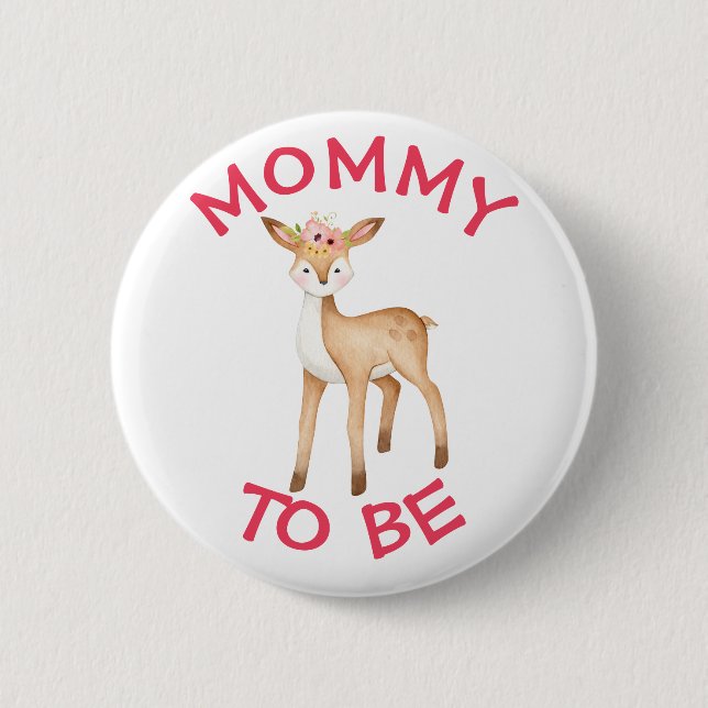 Mommy to be Woodland Animals botón de Baby Shower (Anverso)