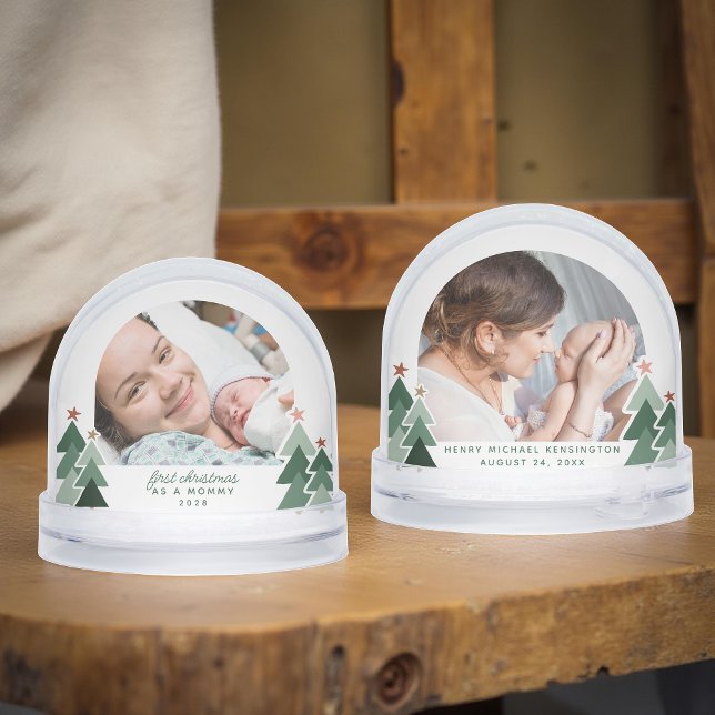 Mommys First Christmas Rustic Trees 2 fotos (Mommys First Christmas Rustic Trees 2 Photos Snow Globe)