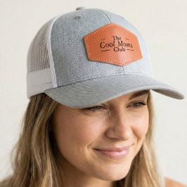 Moms Club Typography Leather Patch Hat