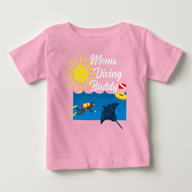 Moms Diving Buddy Design - Baby Fine Jersey T-Shir (Anverso)