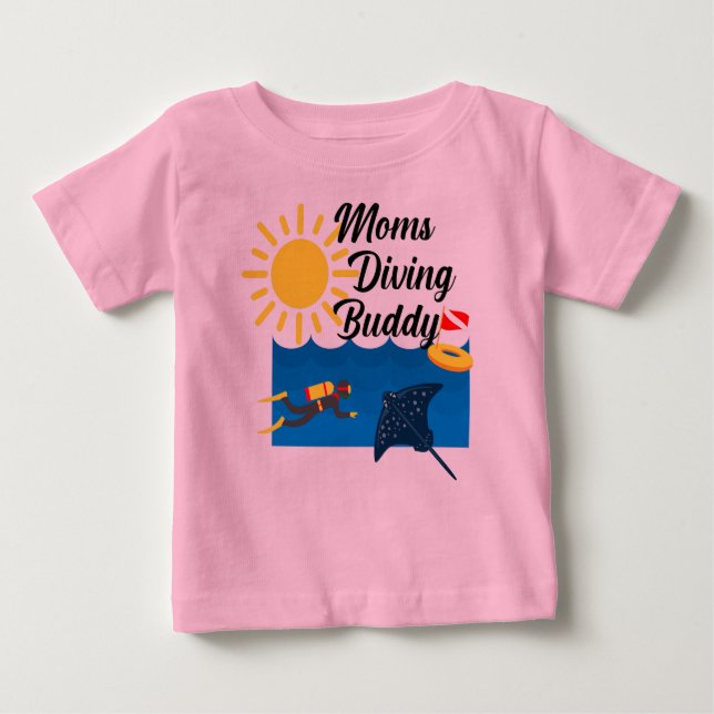 Moms Diving Buddy Design - Baby Fine Jersey T-Shir (Anverso)