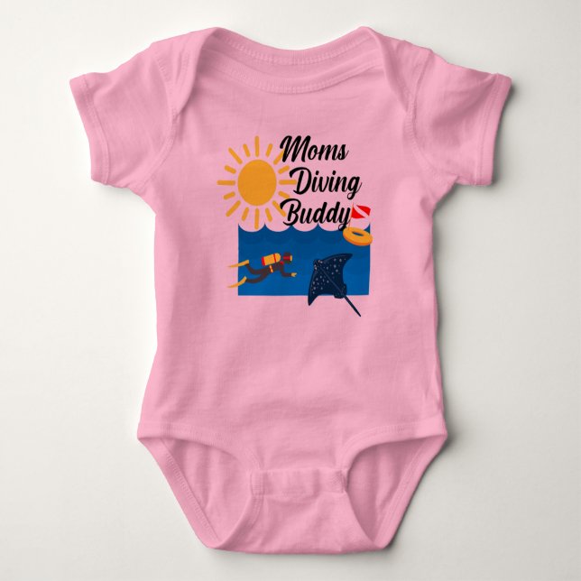 Moms Diving Buddy Design - Baby Jersey Bodysuit (Anverso)