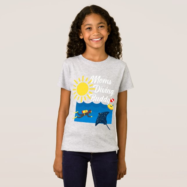 Moms Diving Buddy Design - Chica Fine Jersey T-Sh (Anverso completo)