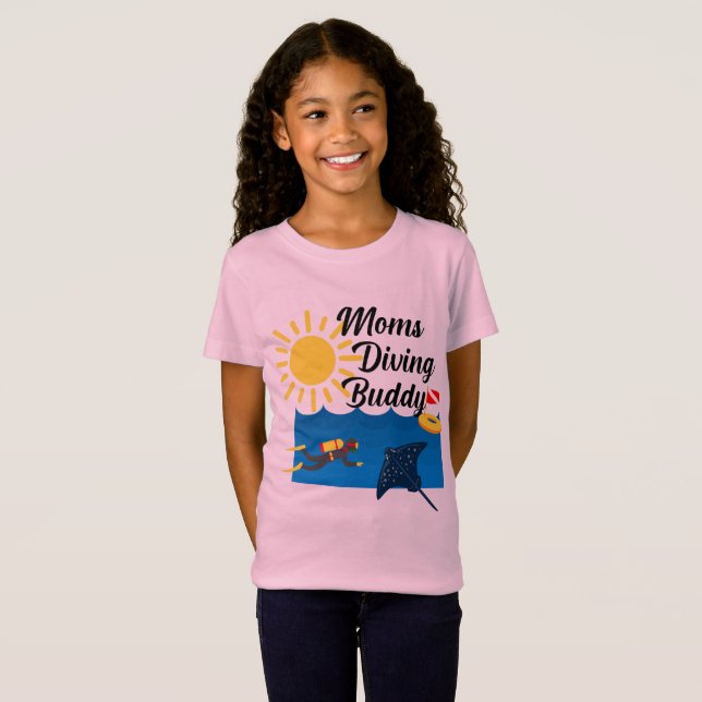 Moms Diving Buddy Design - Chica Fine Jersey T-Sh (Anverso completo)