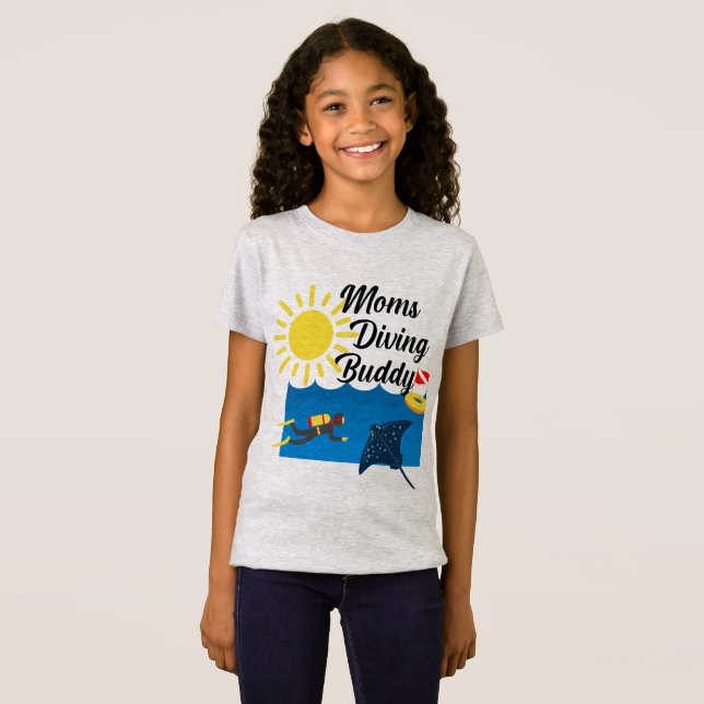 Moms Diving Buddy Design - Chica Fine Jersey T-Sh (Anverso completo)