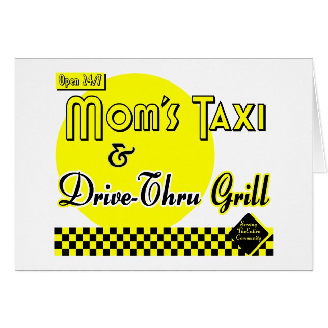 Moms Taxi & Drive-Thru Retro Art Card (Anverso (Horizontal))