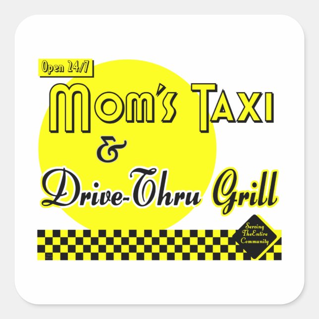 Moms Taxi y Drive-Thru Grill Pegatina (Anverso)