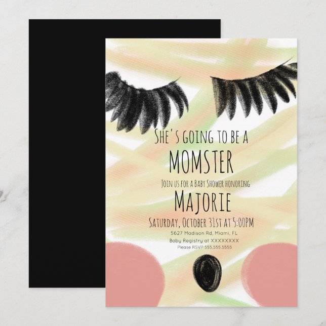 Momster Halloween Mummy Baby Shower Invitación (Anverso / Reverso)