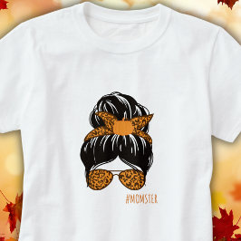#MOMSTER Leopard imprime camiseta de Halloween