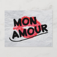 Mon Amour Lápiz Labial Rojo Beso Nota de Amor Mi A