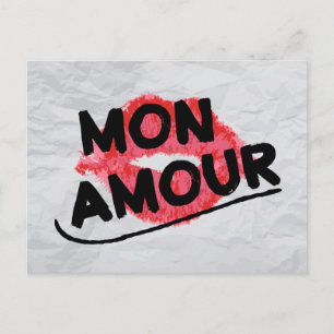 Mon Amour Lápiz Labial Rojo Beso Nota de Amor Mi A