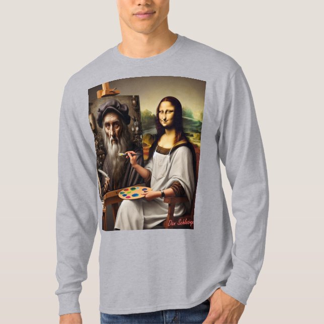 Mona hace la camiseta de larga duración da Vinci (Anverso)