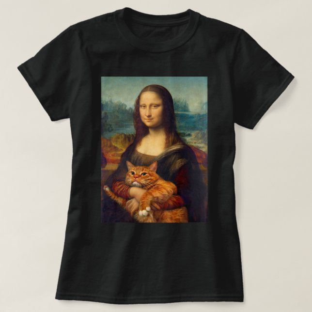 Mona Lisa + Camiseta para camisetas Cat (Diseño del anverso)