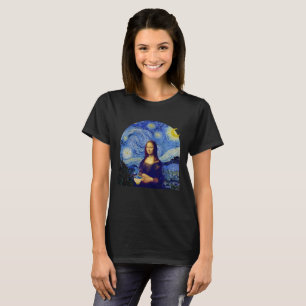 Mona Lisa con café en noche estrellada, camiseta