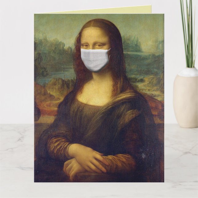 MONA LISA CON TARJETA DE CUMPLEAÑOS FUNNY MASK (Anverso)