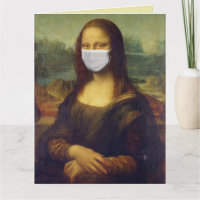 MONA LISA CON TARJETA DE CUMPLEAÑOS FUNNY MASK