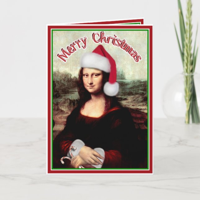 Mona Lisa de Navidad con sombrero de Santa (Anverso)