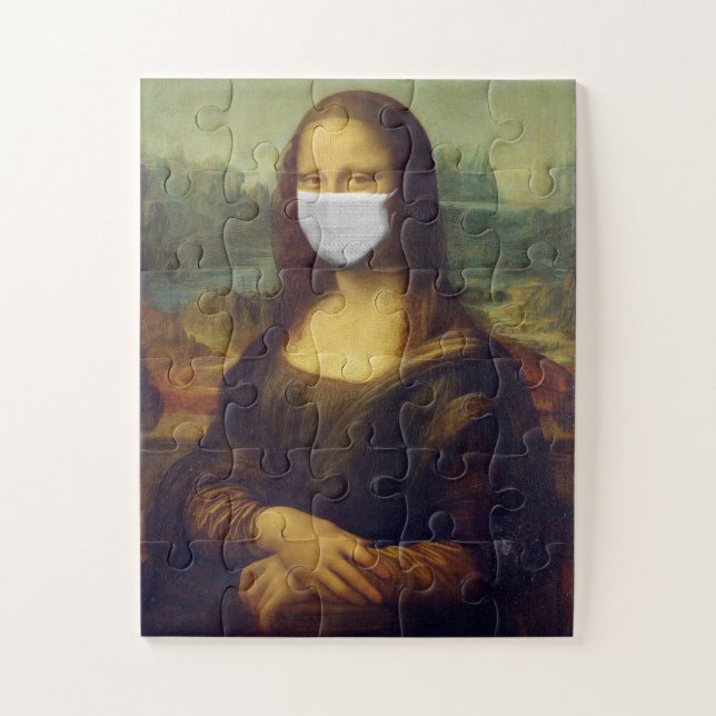 MONA LISA FUNNY MASK FASK JIGSAW PUZZLE (Vertical)