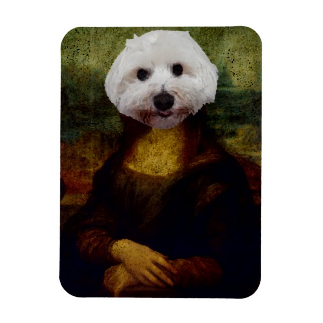Mona Lisa Imán Flexible De Pintura De Perro Maltés (Vertical)