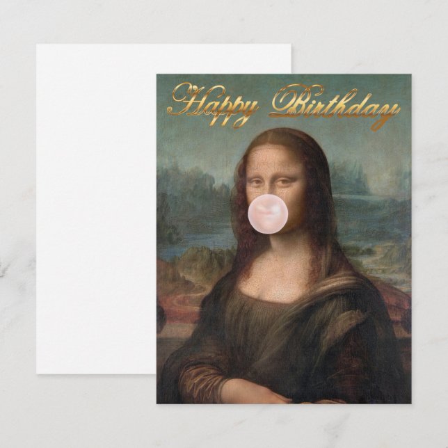 Mona Lisa soplando chicle rosa (Anverso / Reverso)