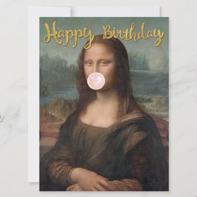 Mona Lisa soplando chicle rosa (Anverso)