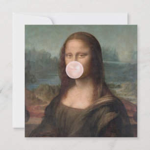 Mona Lisa soplando chicle rosa